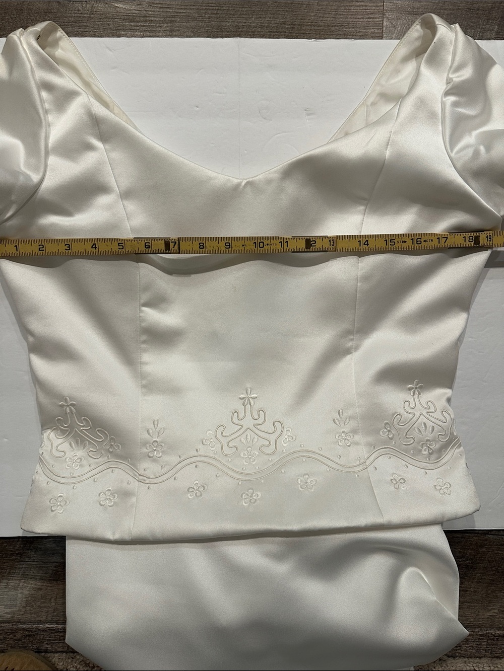 Jordan Limited White Satin Two-Piece short sleeve Bridal Gown Size 14 - Picture 7 of 10